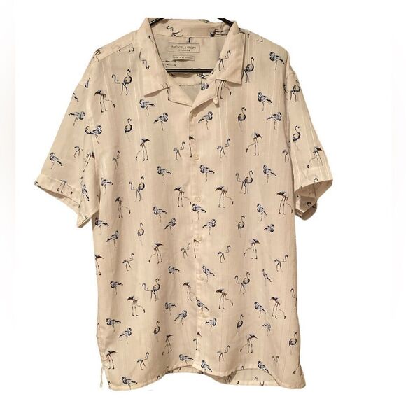 Nickle & Iron Short Sleeve Button Up Blue Flamingo Men’s Shirt Size XXL - Picture 1 of 9